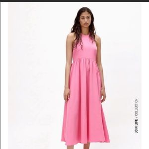 Zara Dresses - Pink Maxi Poplin Halter Dress